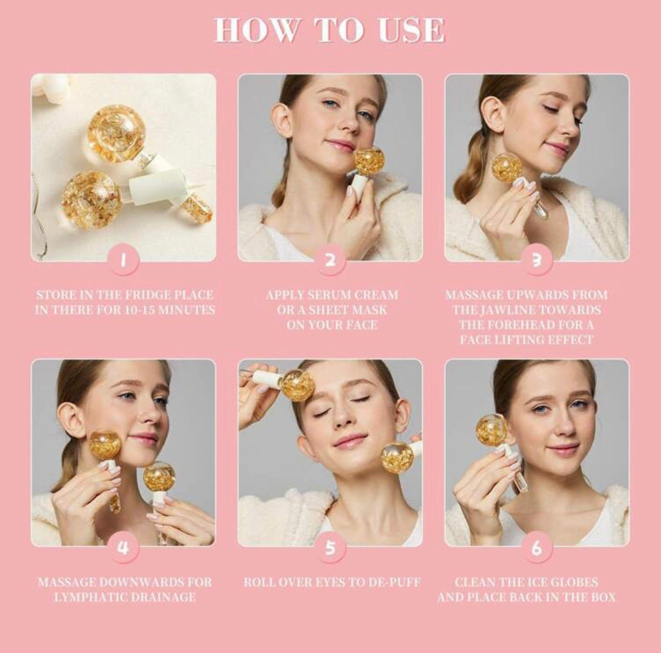 2pcs Facial Beauty Ice Globes – Cooling Massage Tools for Radiant Youthful Skin